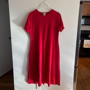 TravelSmith Womens Red Supplex Short Sleeve Maxi Dress Size Large
